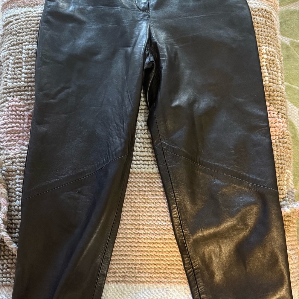 Retro 1980s Leather Pants, Black